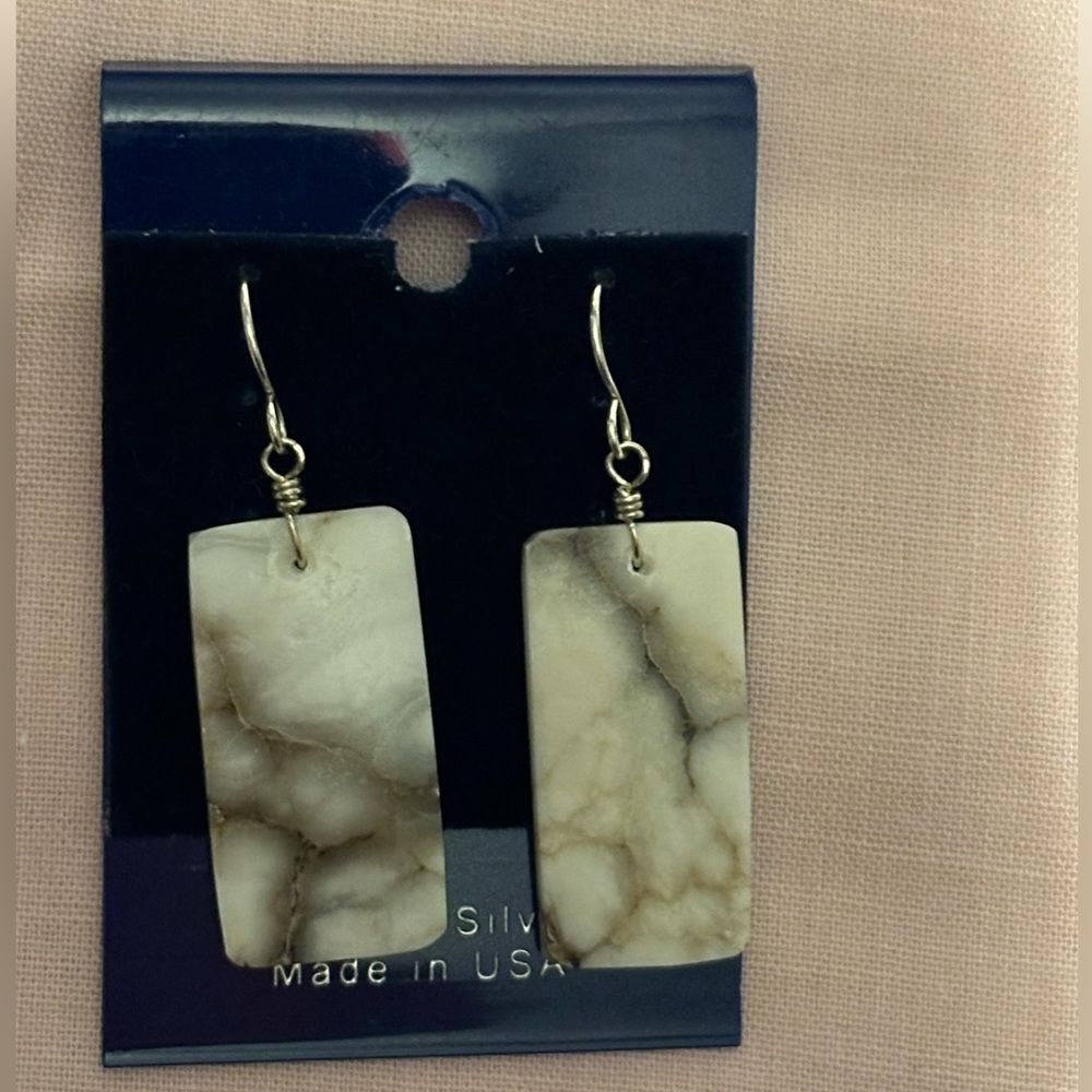 White Jasper Slab Earrings NWOT